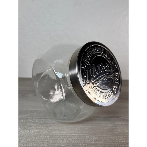 Mason Craft & More Vintage Style Tilted Glass Storage Jar 96 oz with Lid - Picture 2 of 5